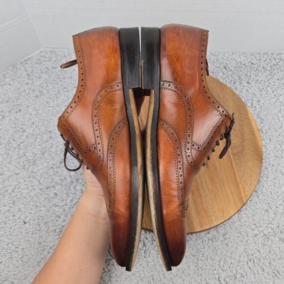 Magnanni Mens 13M Brown Leather Wingtip Brogue Business Casual Oxford Dress Shoe main image 10